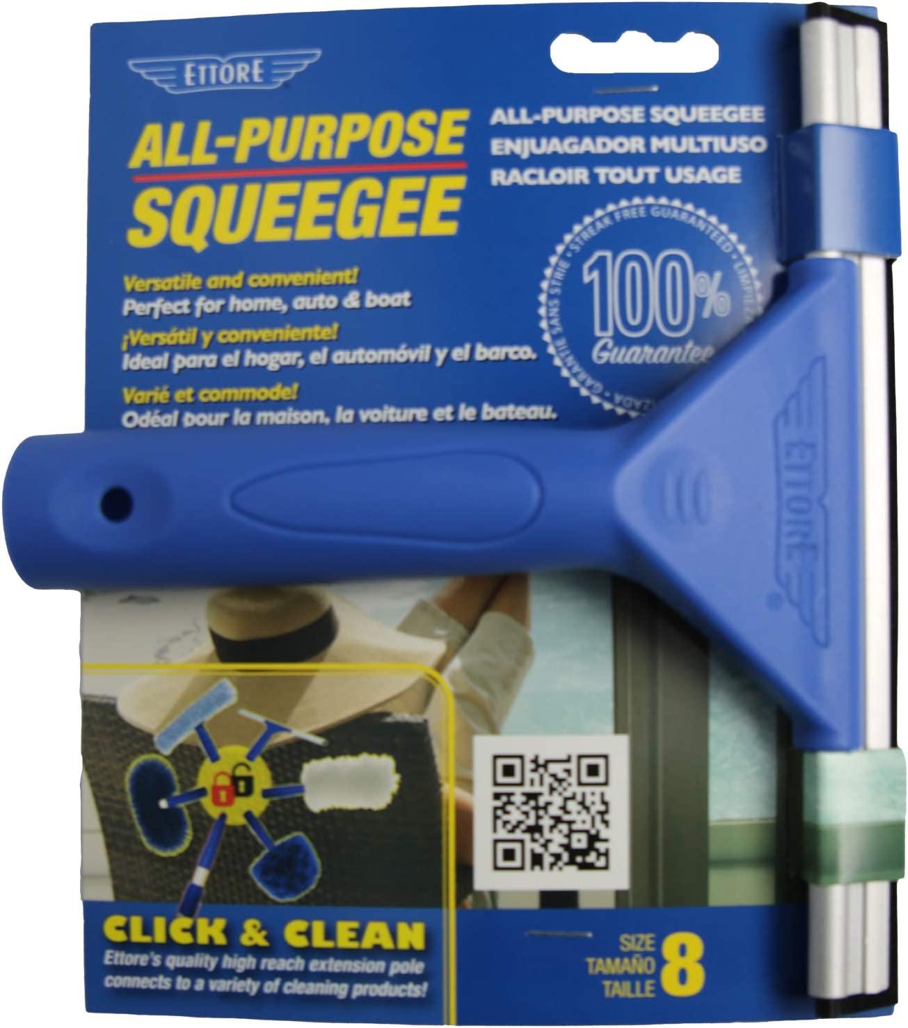 Ettore17008 8Inch All Purpose Window Squeegee with Lifetime Silicone