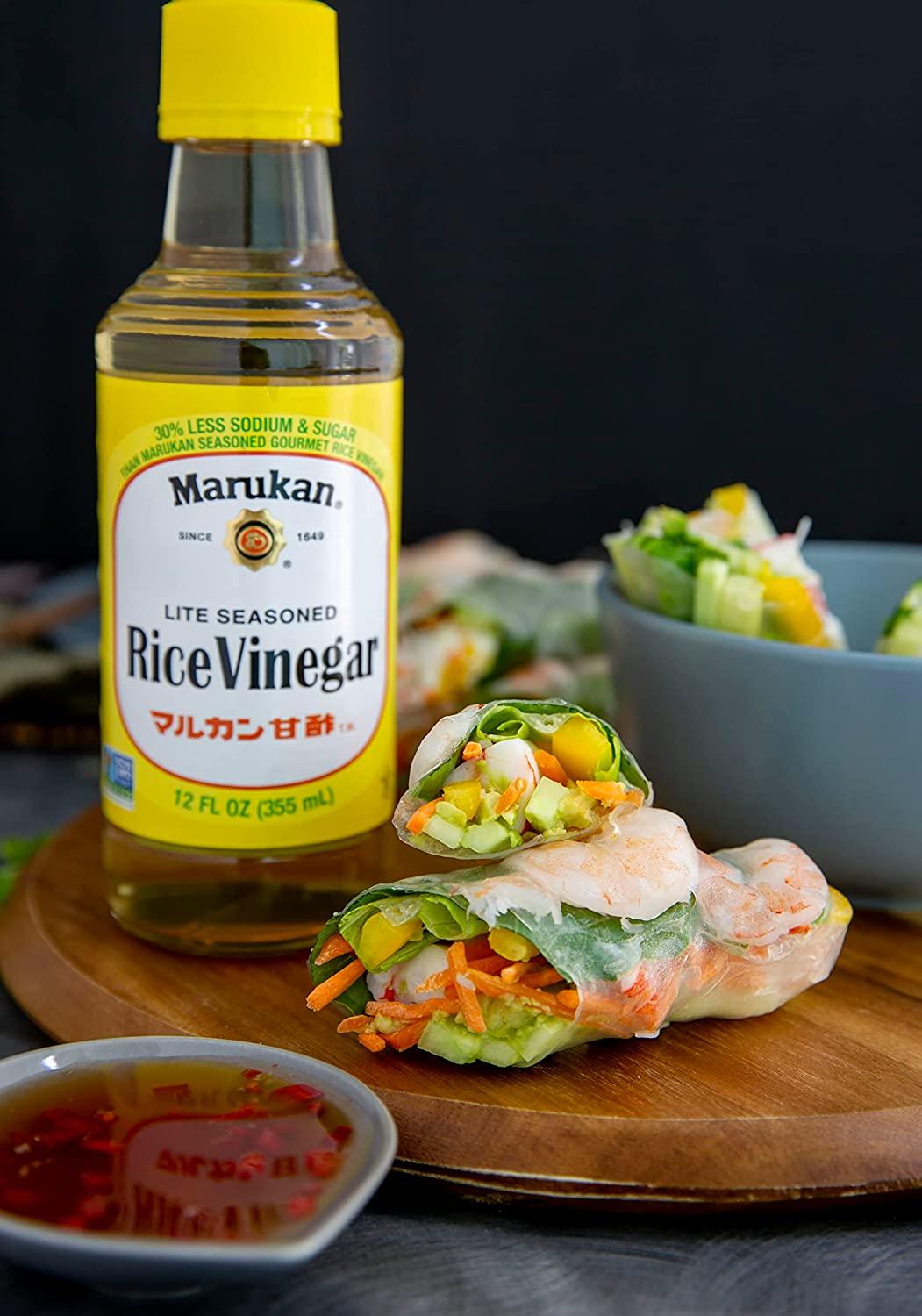 Marukan Lite Seasoned Rice Vinegar Dressing - 12oz Glass Bottle - Pack of 1  | Buy Now with Express International Delivery | GoSupps.com