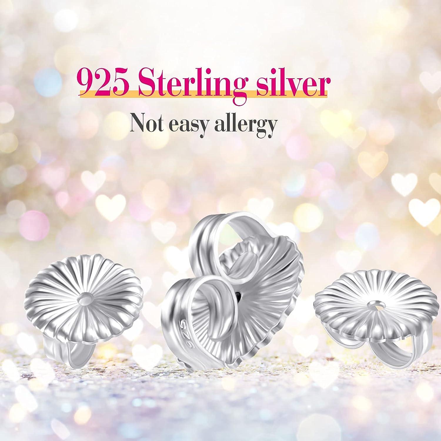 8 Pieces Earring Backs for Droopy Ears Large Earring Backs for Studs  Replacement Secure Earring Lifters for Heavy Earring (Silver,9 mm) 9 mm  Silver