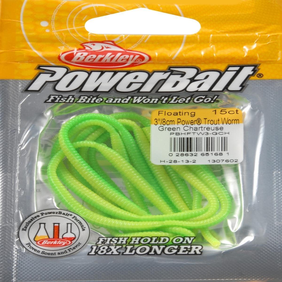 Berkley PowerBait Power Floating Trout Worm , Green Chartreuse, 3 (15  Count)