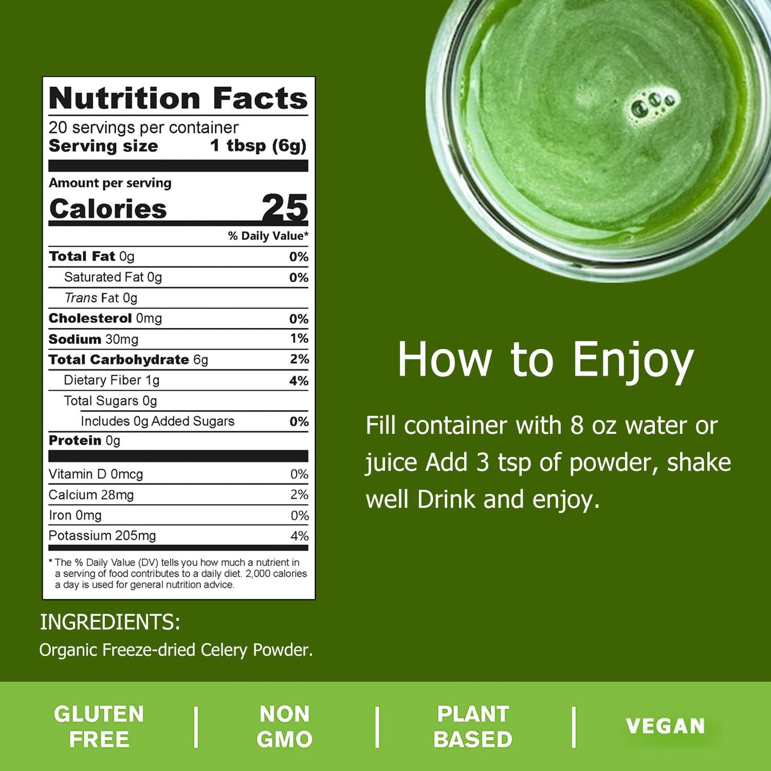 Orgnisulmte Organic Celery Powder 100 Natural Freezedried Juice for