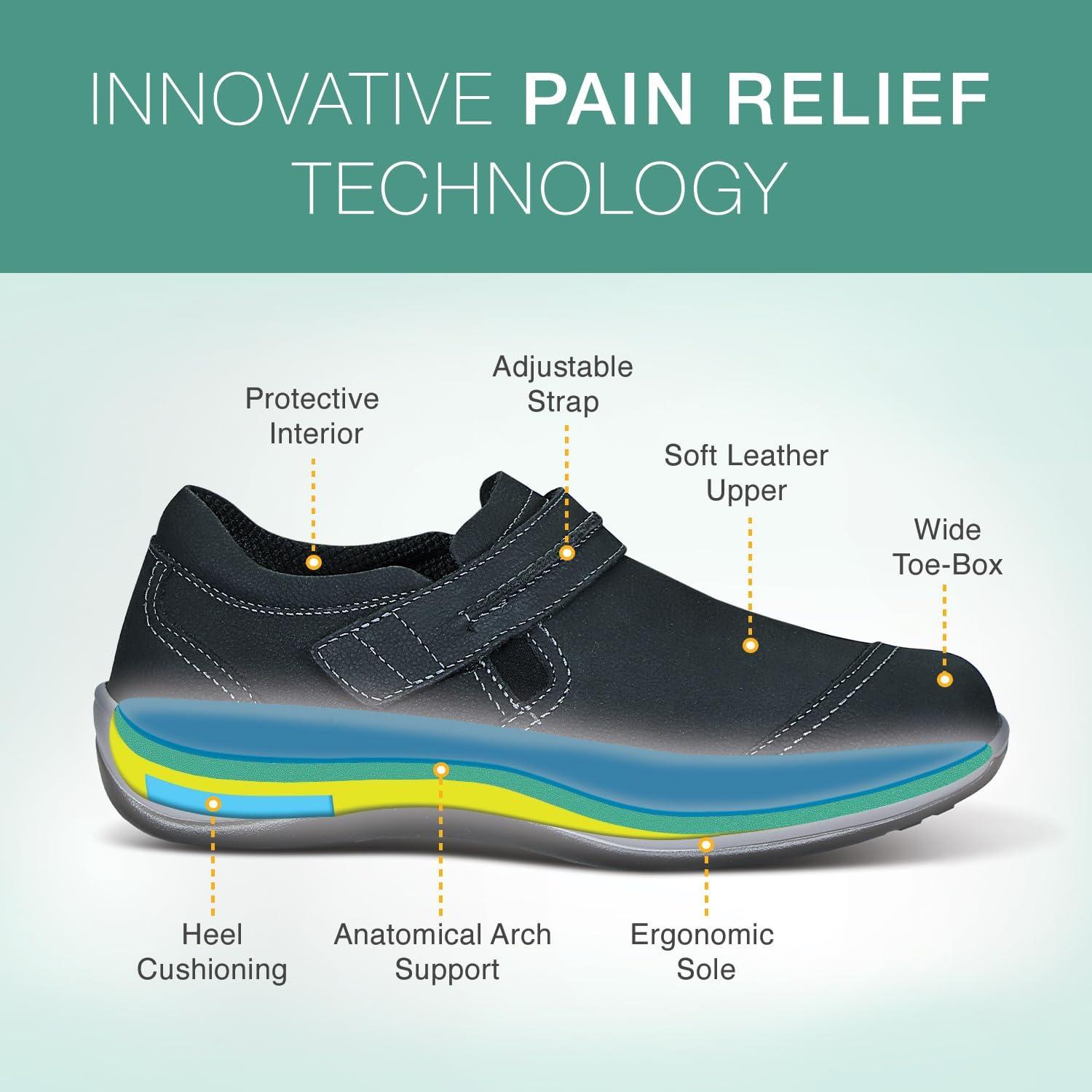 Orthofeet Solerno 8 Black Women's Plantar Fasciitis Shoes | Heel