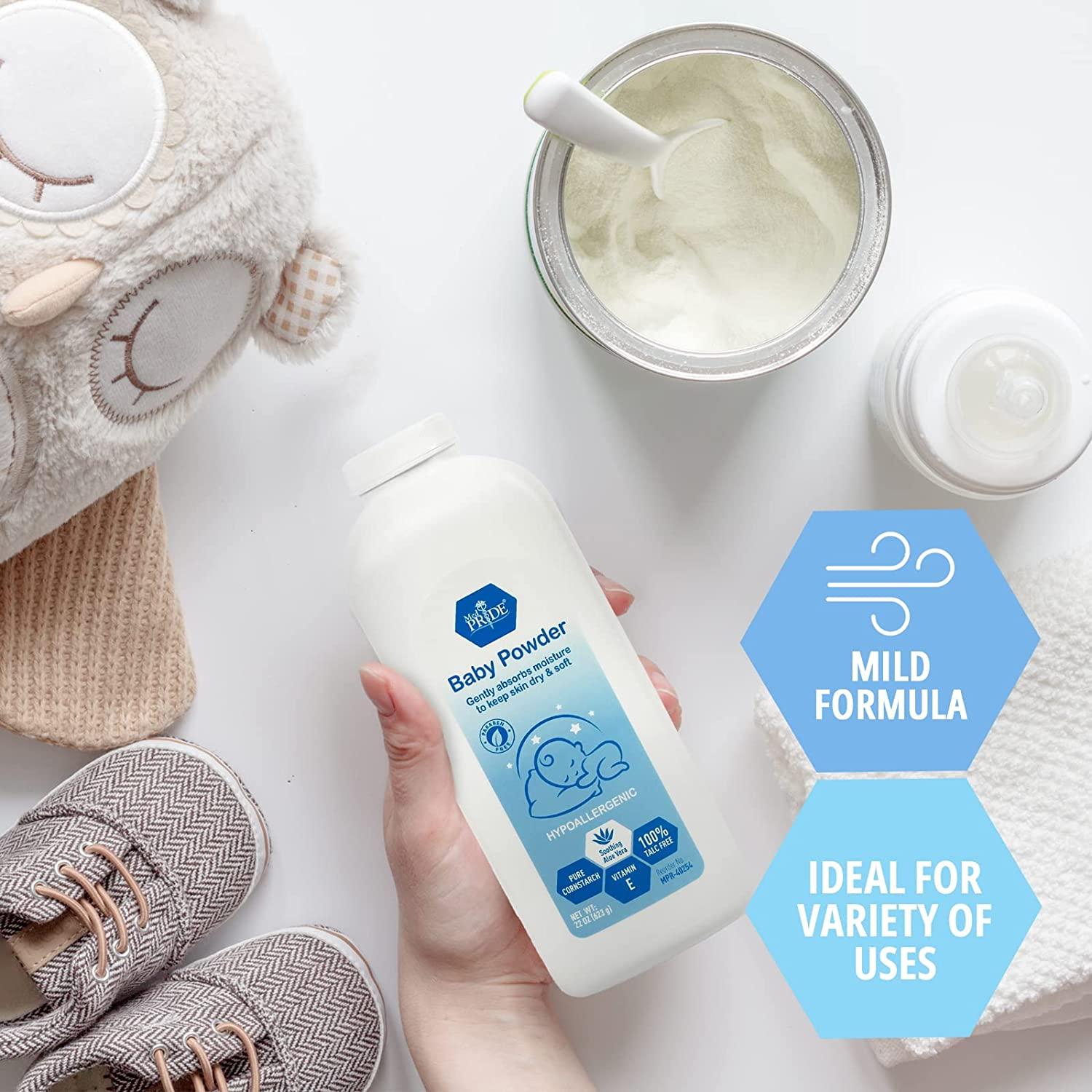MED PRIDE Hypoallergenic Baby Powder 100 Talc Free with Aloe Vera & Vitamin E Pure Cornstarch