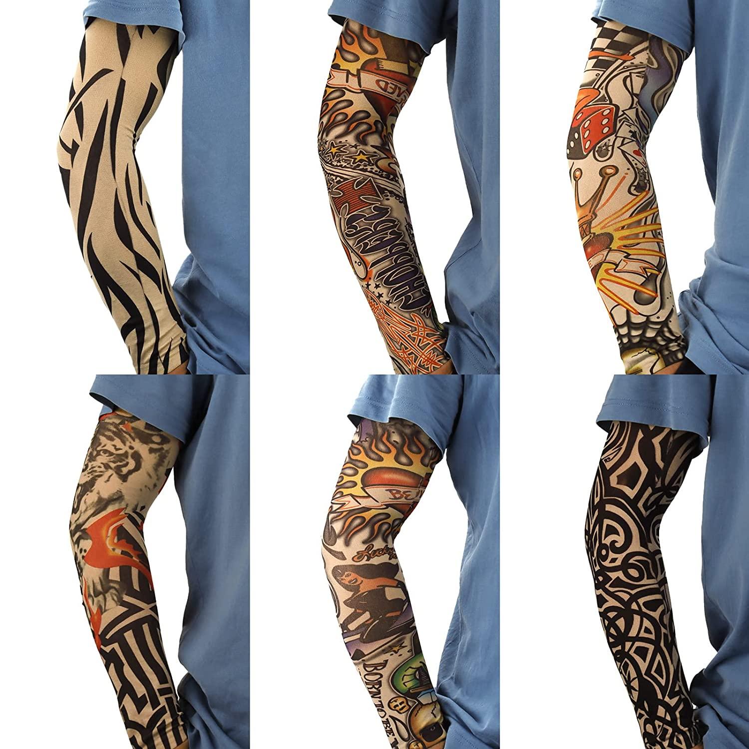 Tattoo Sleeves for MenYARIEW 6Pcs Arm Sleeves Fake Tattoos Sleeves to Cover  Arms Sun Protection Sleeves Tattoo Sleeve Covers Tattoo Cover Up Sleeve  Temporary Tattoo Sleeves for Men and Women (Set 1)