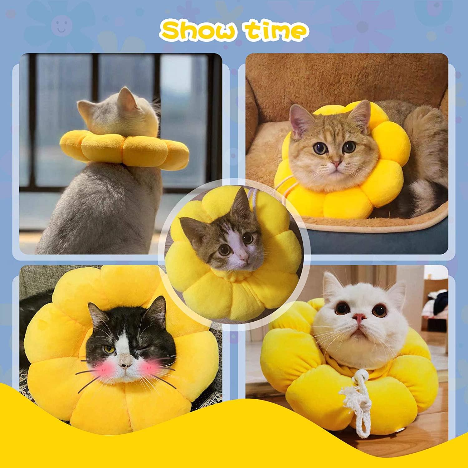 HYLYUN Cat Recovery Collar Cute Sun Flower Neck Cat Cones After