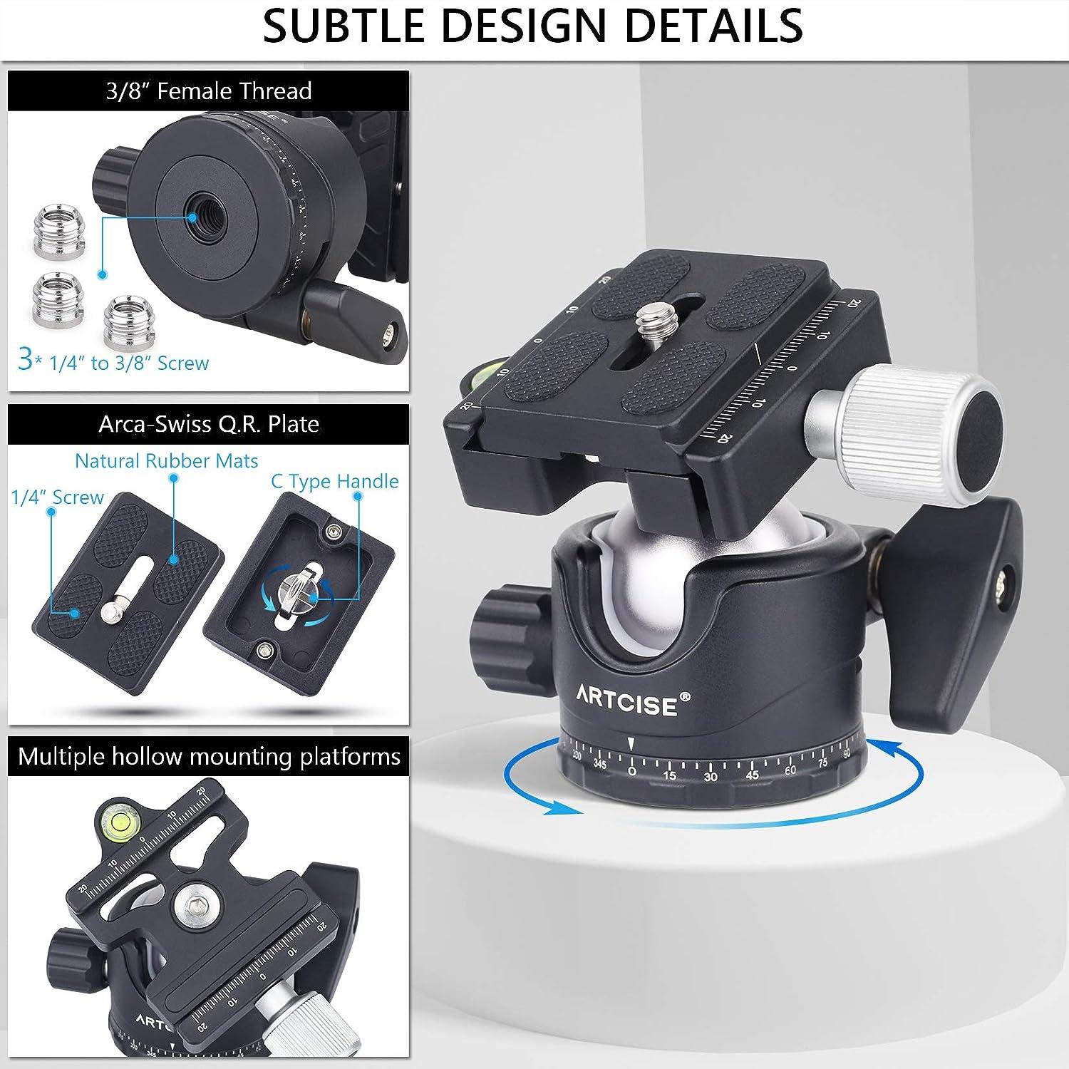 Professional 36mm Low Profile Ball Head with 360 Rotation & QR Plate