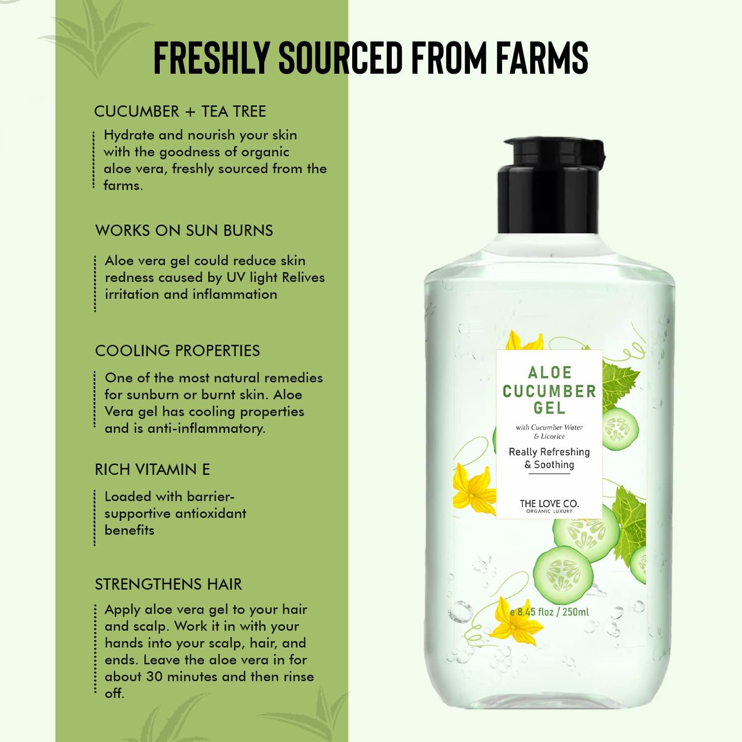 The Love Co. Cucumber Aloe Vera Gel - Organic After Sun Gel for Face & Skin  | Buy Now with Express International Delivery | GoSupps.com