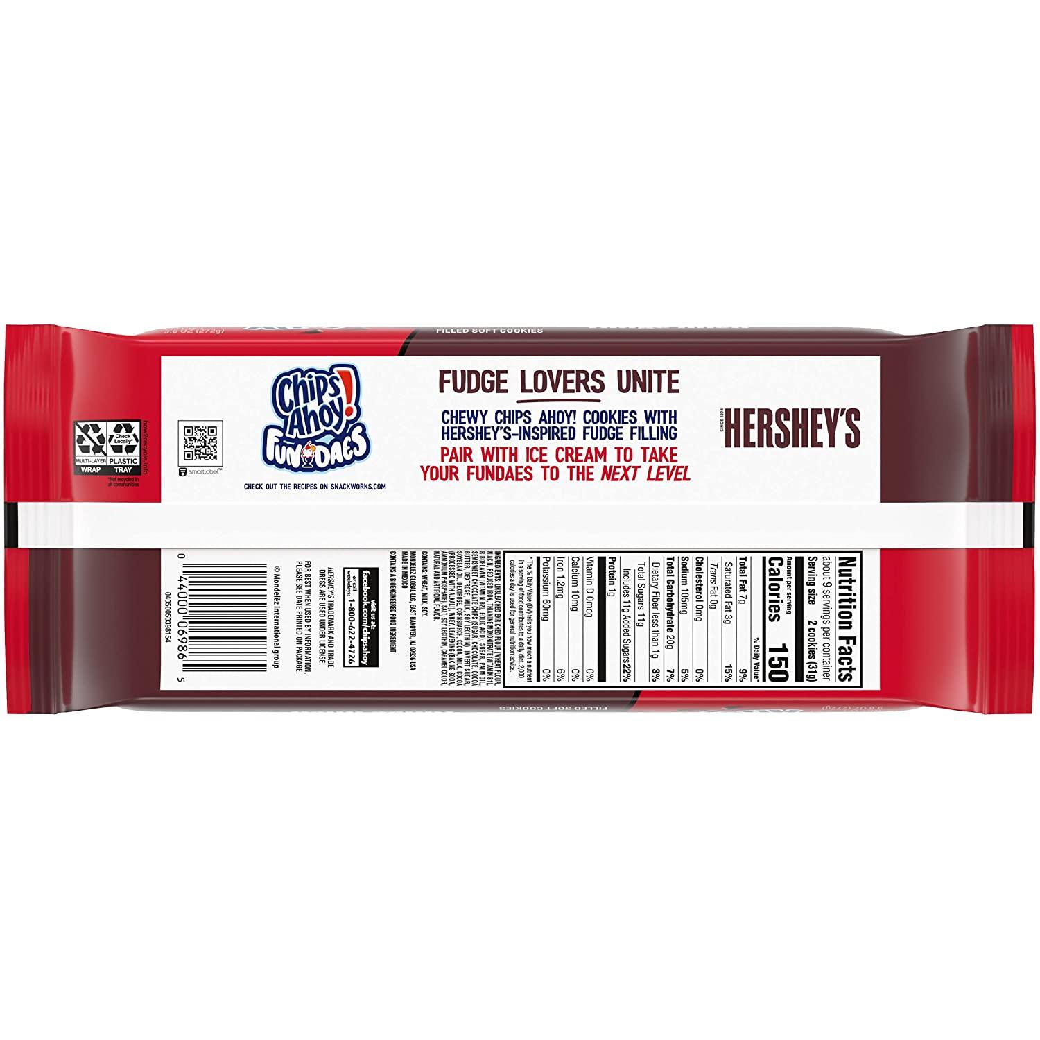 CHIPS AHOY! Chewy Hershey's Fudge Filled Soft Cookies, 9.6 oz Chocolate