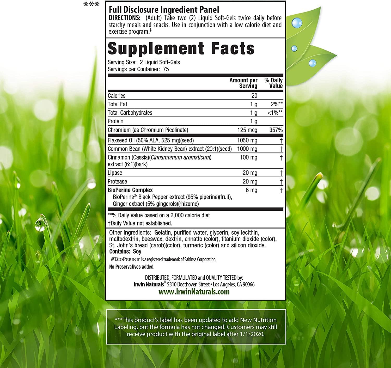 Irwin Naturals 3in1 Carb Blocker Maximum Strength 150 Liquid SoftGels