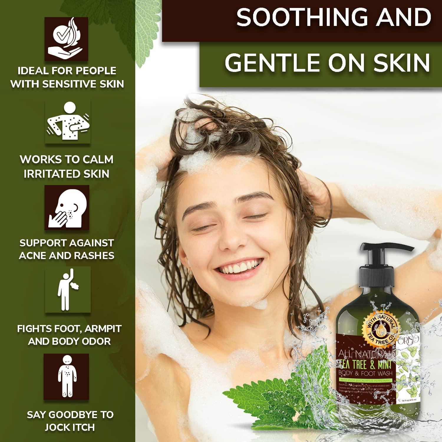 Tea Tree Body Wash with Mint for Women and Men Helps Acne Athletes