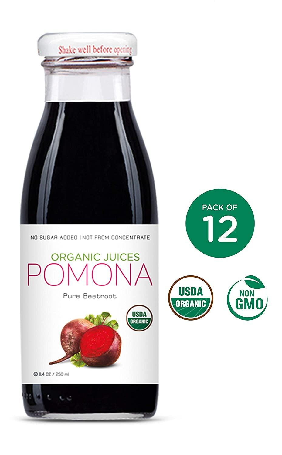 Pomona Organic Juices Pure Beet Juice, 8.4 Ounce Bottle (Pack of 12