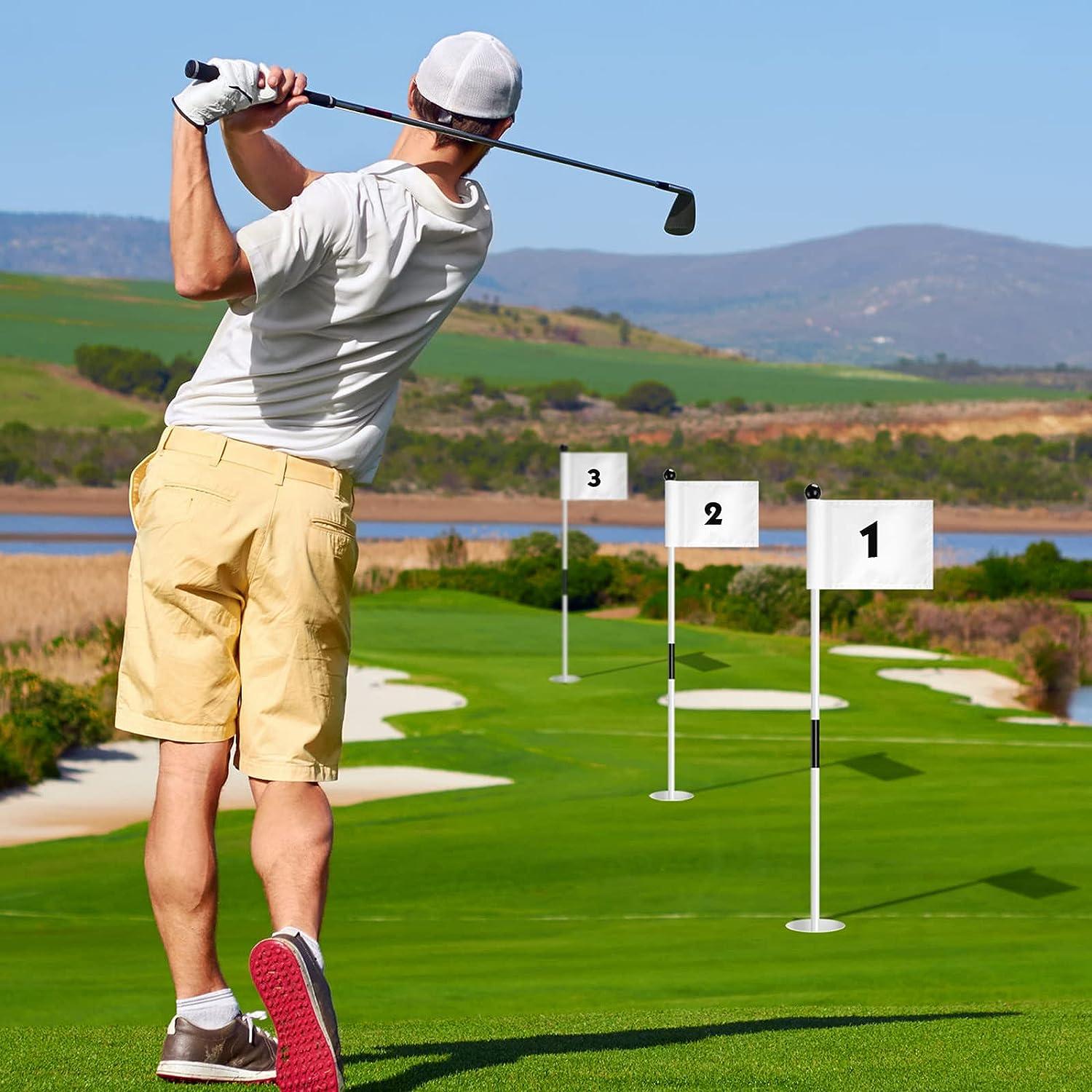 3 Set Golf FlagSticks Flags with Cups Practice Putting Green Flag Golf