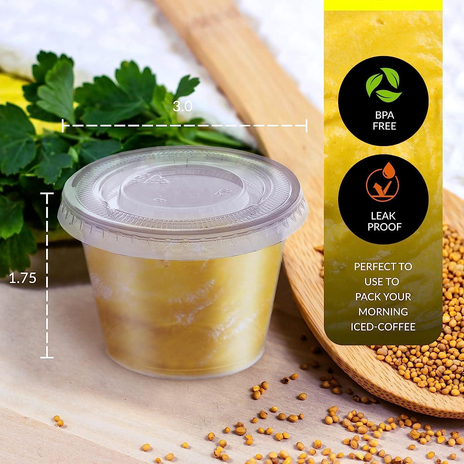 PAMI Portion Control Cups 4oz 100Pack with Lids BPAFree Disposable