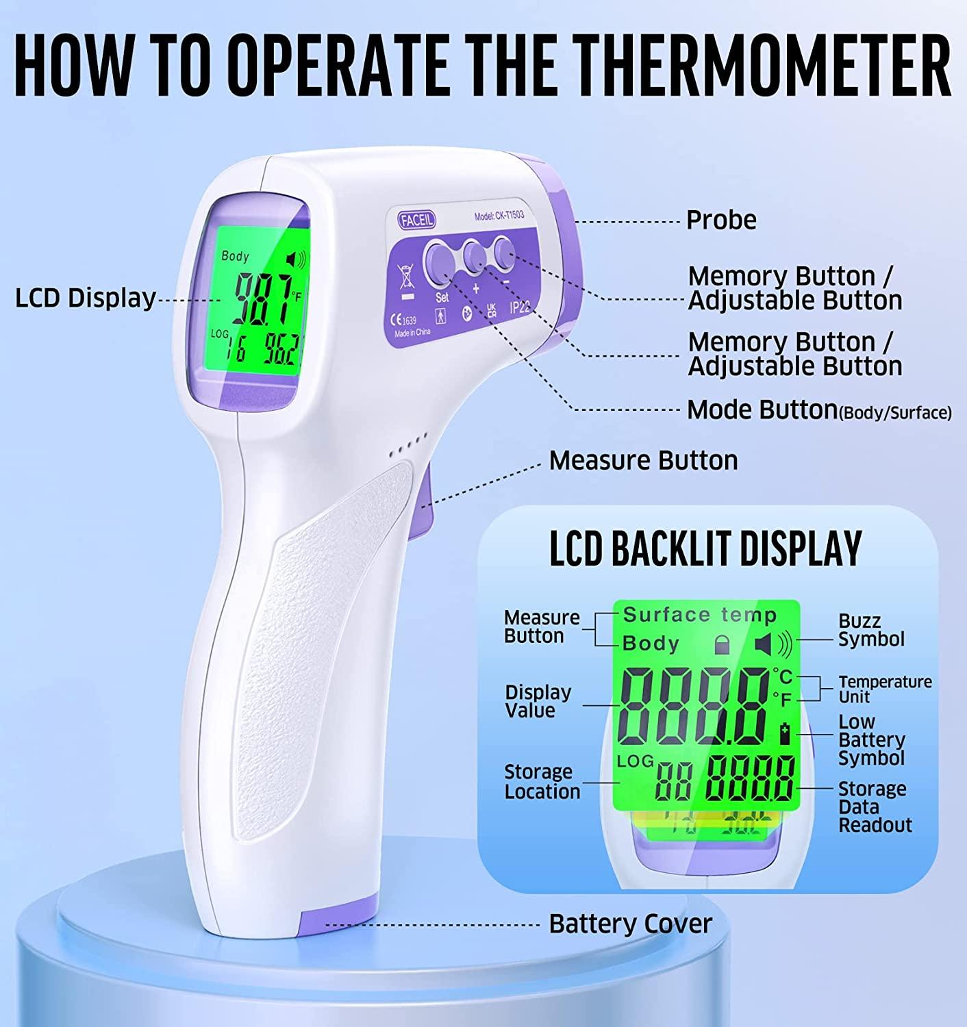 Thermometer for Adults Forehead,Touchless Thermometer for Fever,Digital