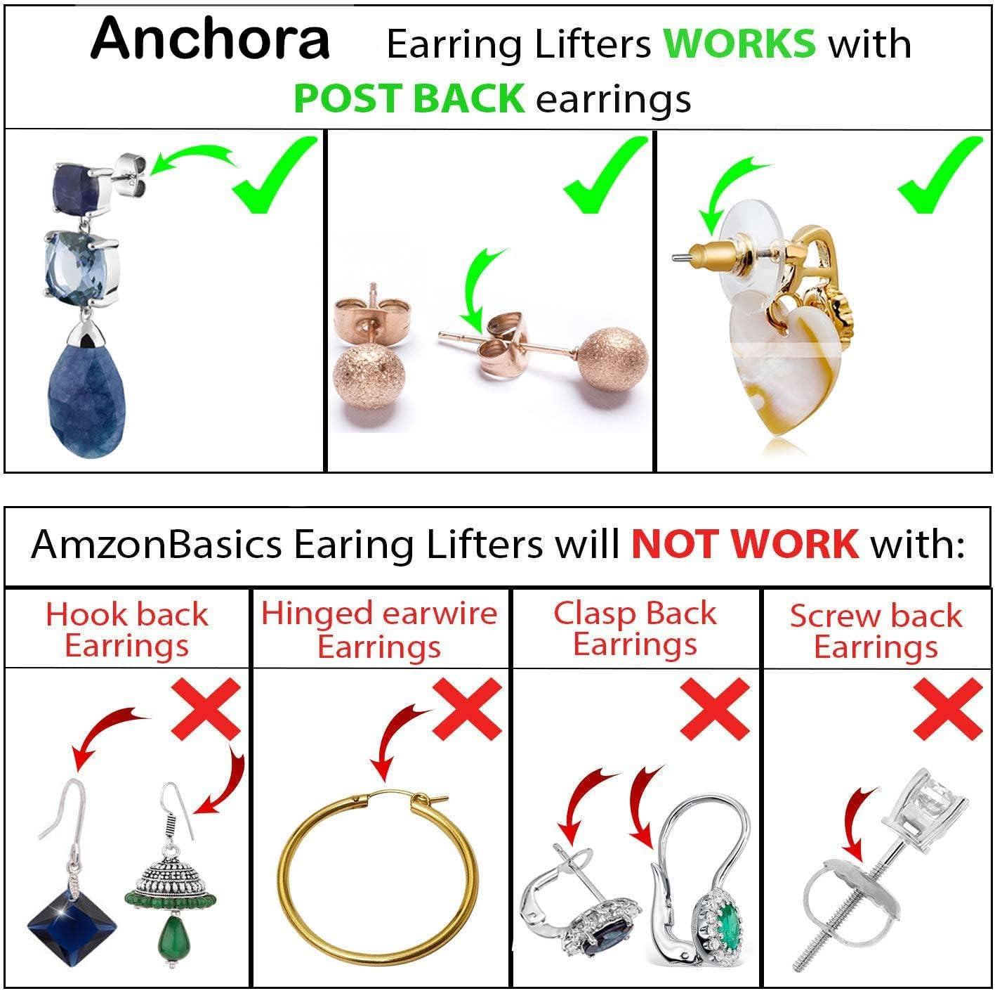 Anchora Original Magic Earring Backs for Droopy Ears, Earring Lifters for  Heavy Earring, Earing Lifter Backs BAX