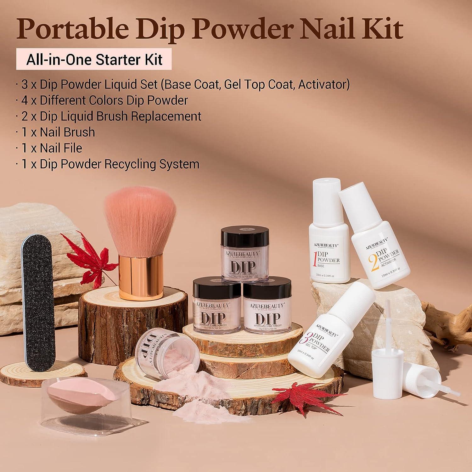 AZUREBEAUTY 12 Pc Dip Powder Nail Kit - Skin Tone Fall Winter Nude