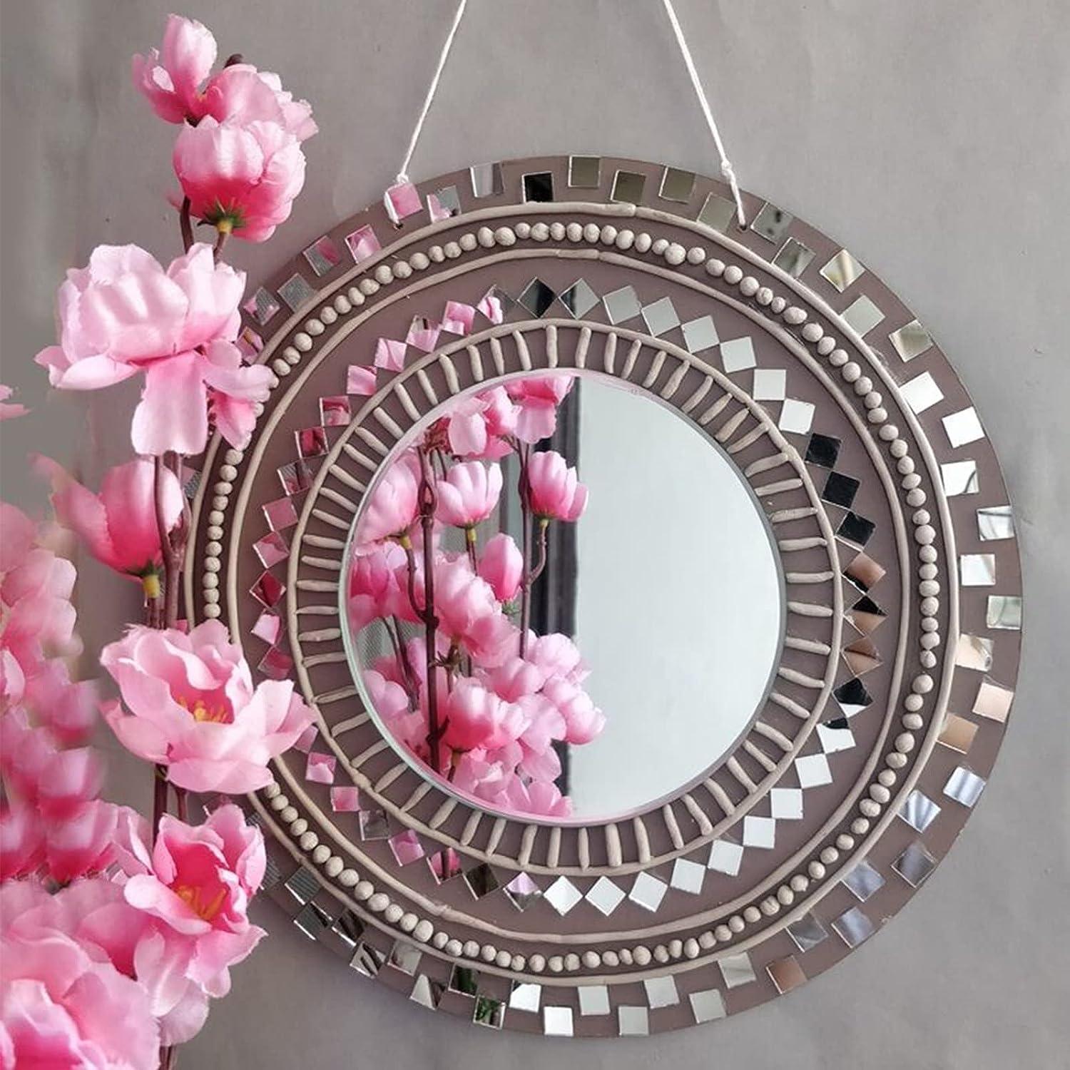 YOUEON 200pcs 1 Inch Small Round Glass Mirrors, Small Mirrors for Crafts,  Mosaic Mirrors DIY Craft Mirrors Decorative Glass Mirror Tiles for Arts 