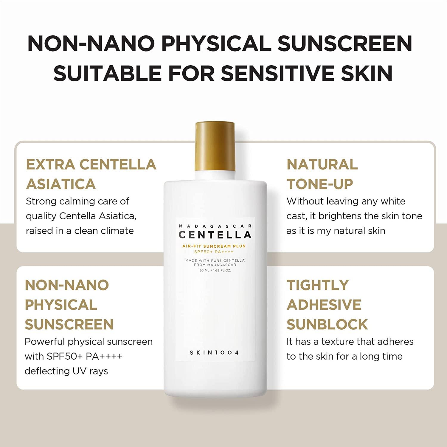 SKIN1004 Madagascar Centella AirFit Suncream SPF 50+ PA++++ 1.69 oz Best for Sensitive Skin