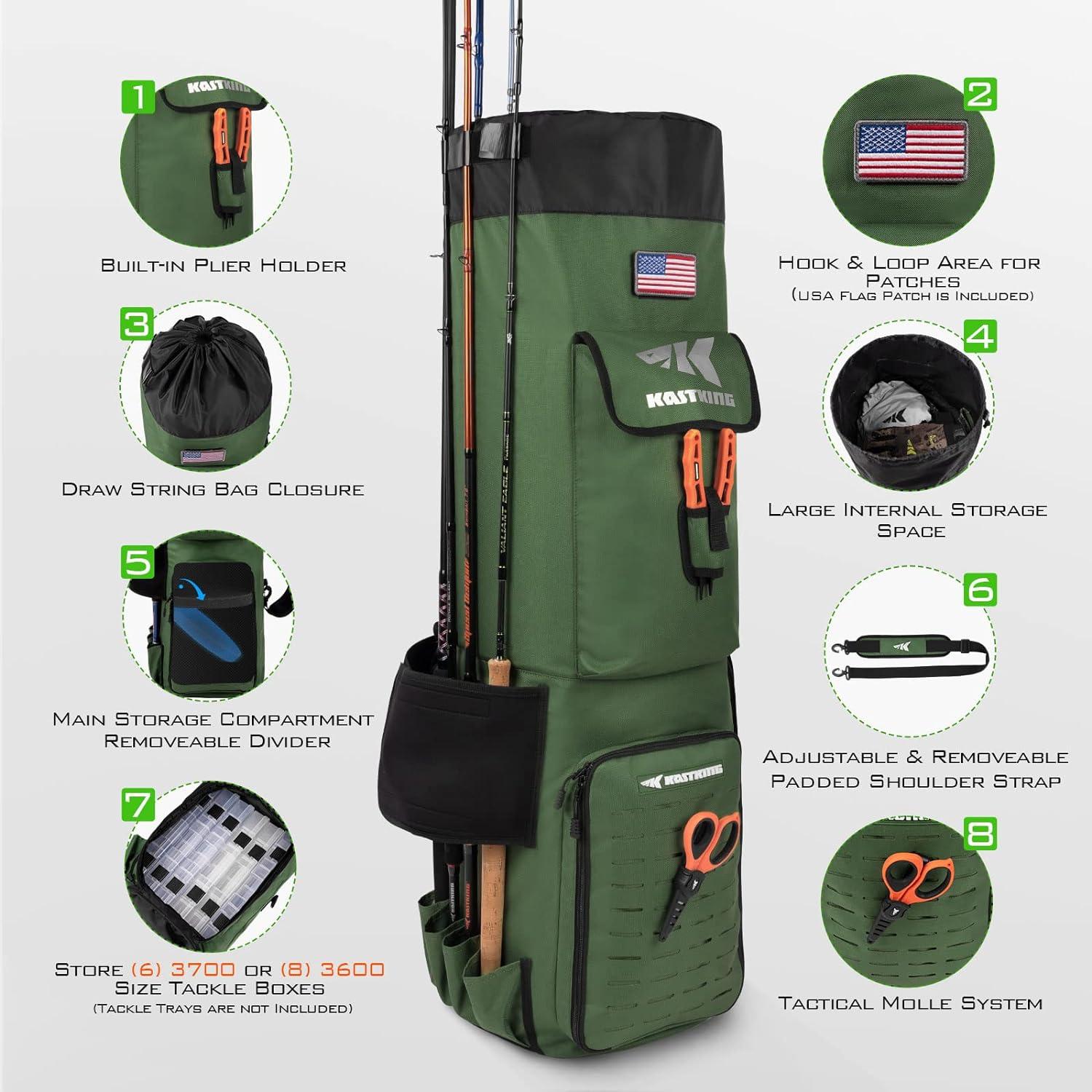 KastKing Karryall Fishing Rod Bag Water-resistant Rod Case Holds 6 Rods &  Reels Foldable Fishing Bag Accommodate Fishing Gear and Equipment Fishing  Gifts for Men Green C:Green