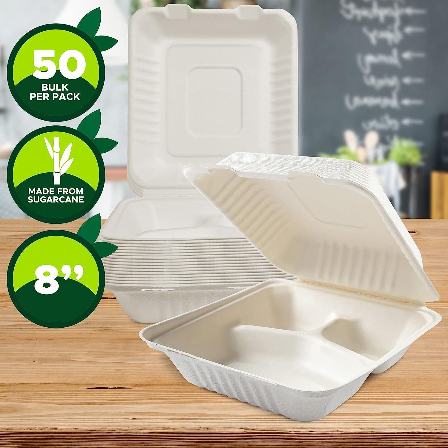 100% Compostable Bagasse To-Go Containers with Lids