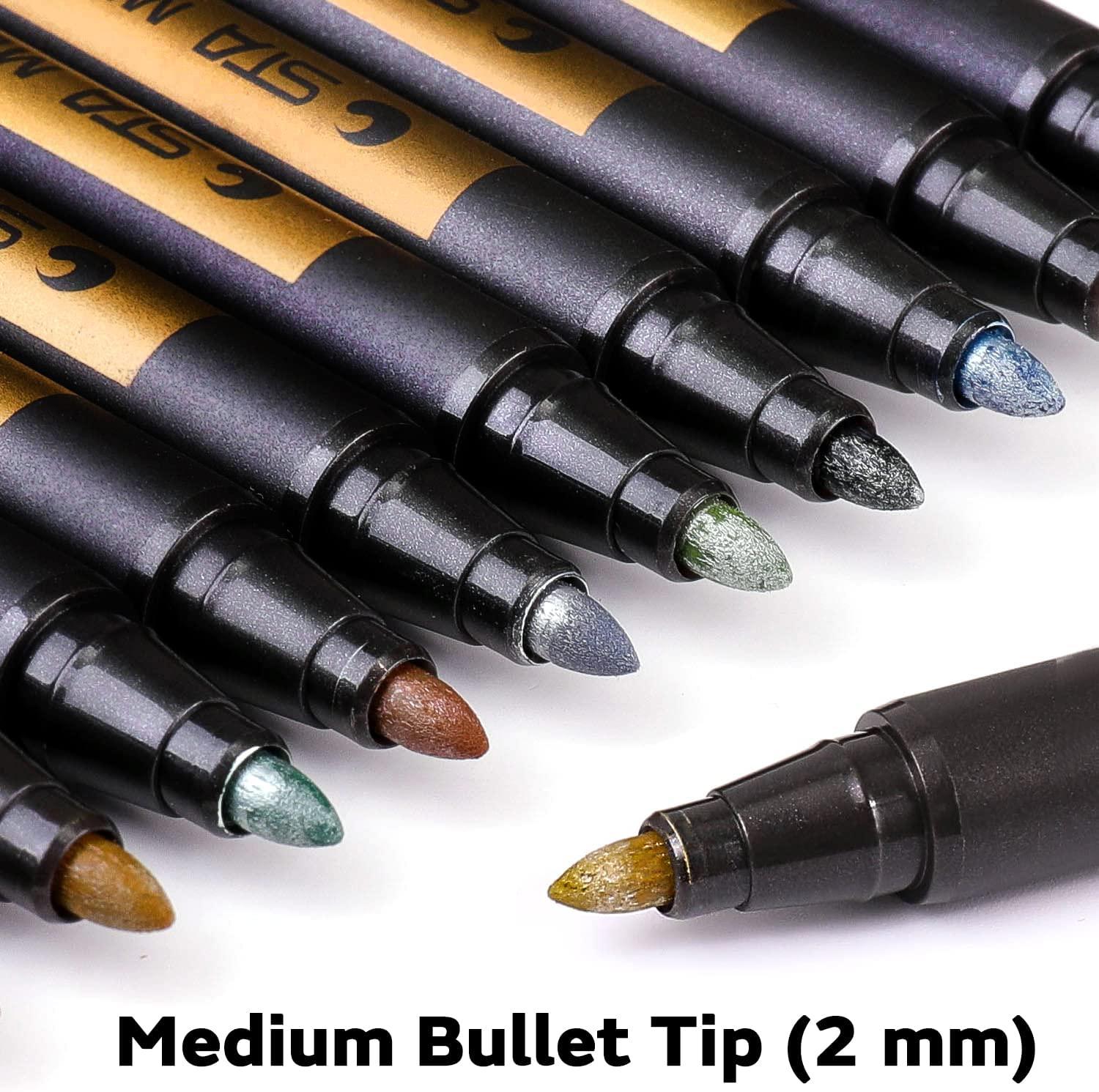 Dyvicl Metallic Marker Pens - Set of 10 Medium Point Metallic Markers for  Rock Painting, Black Paper, Card Making, Scrapbooking Crafts, DIY Photo  Album Bullet tip