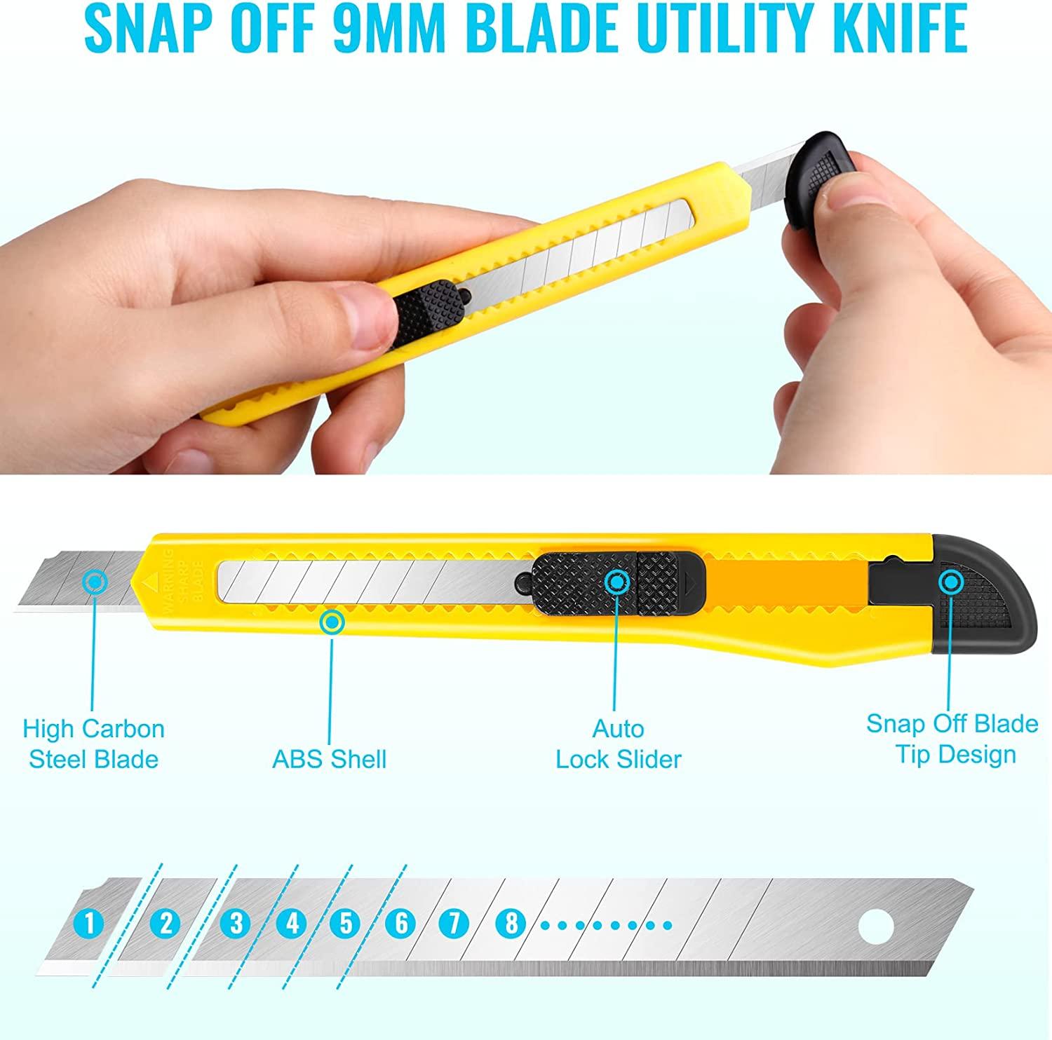 8 Utility Knife Box Cutter Retractable Snap Off Lock Blade Tool