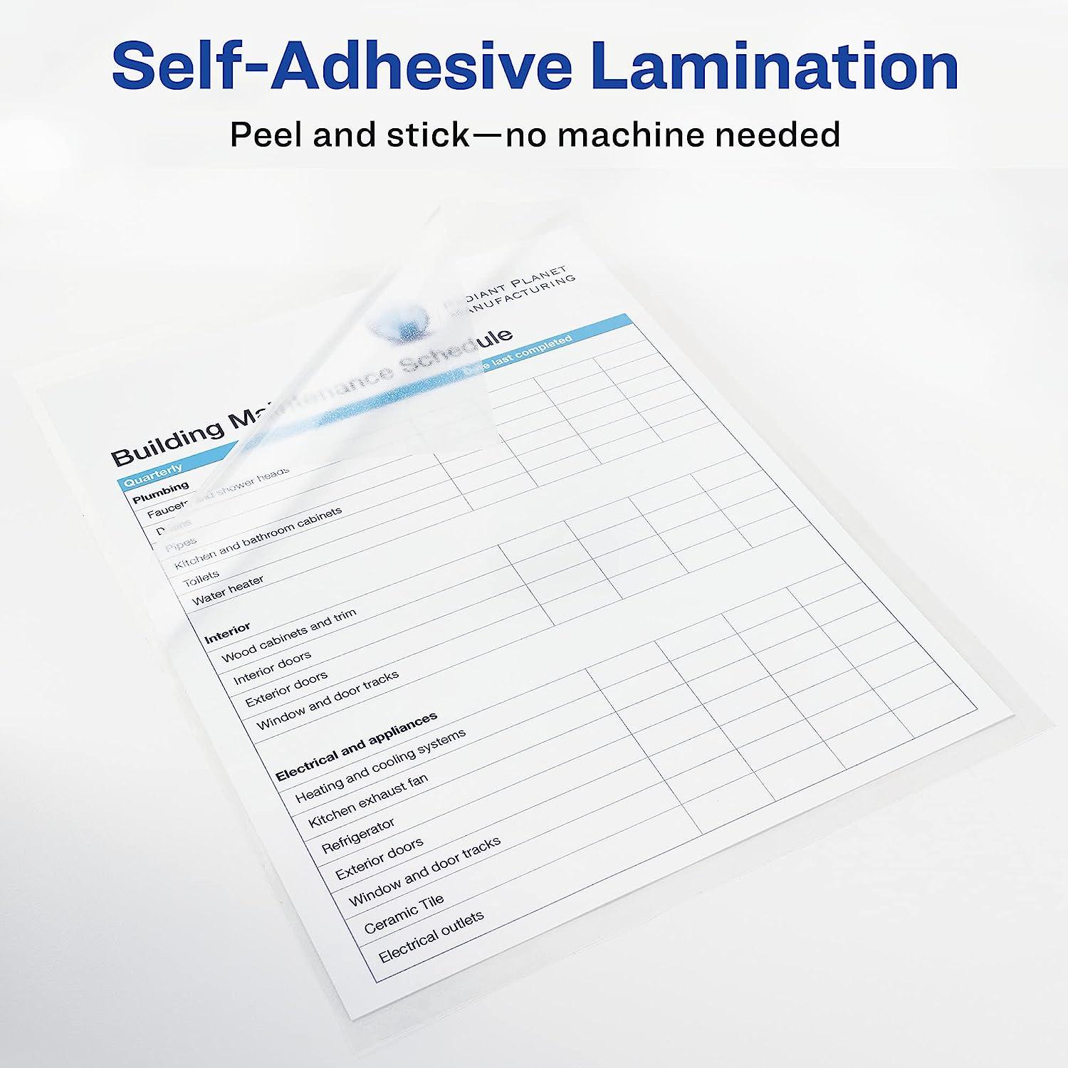 Avery 73601 SelfAdhesive Laminating Sheets, 9 x 12 Inch, Permanent