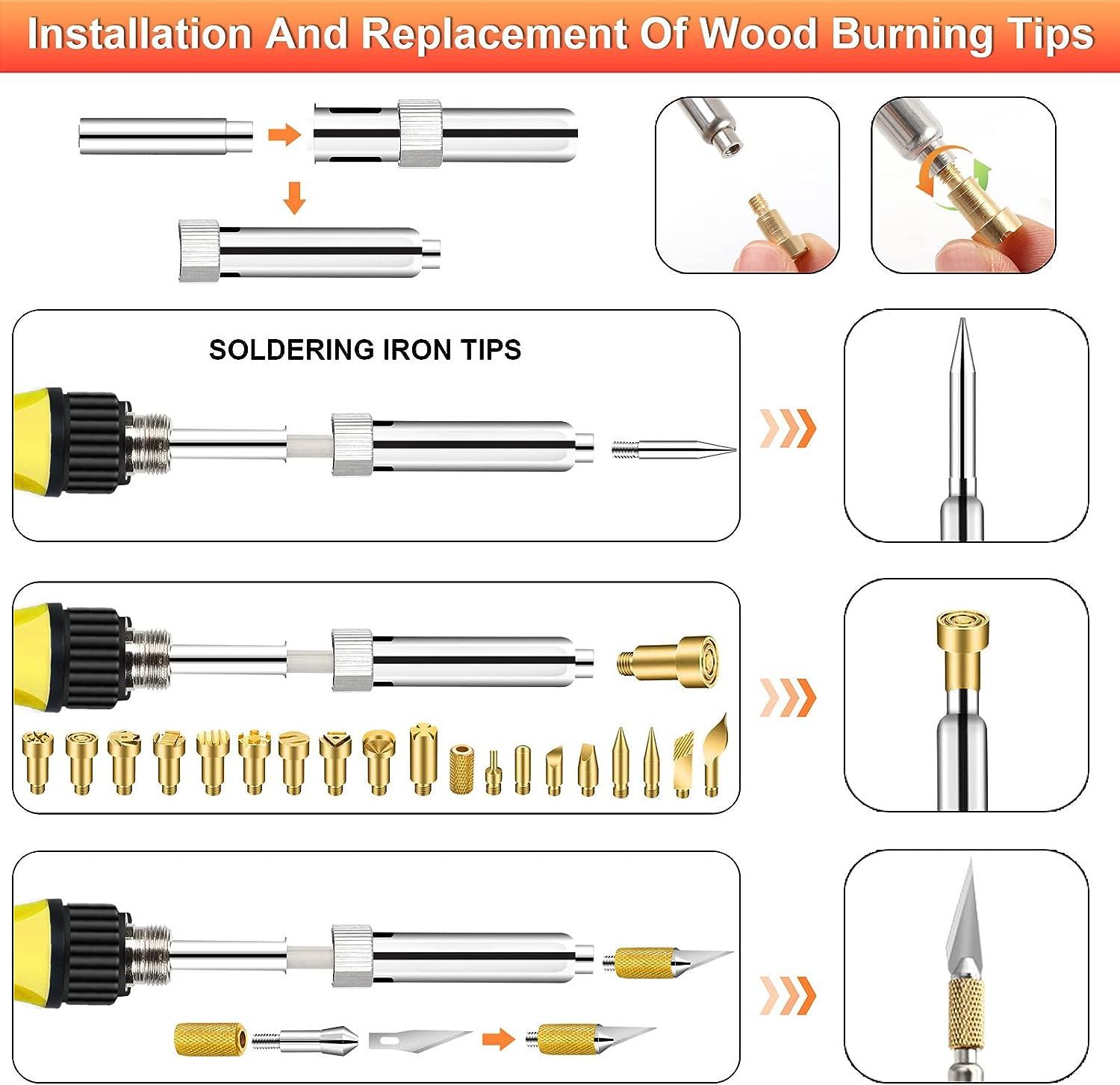 Wooden burning kit with adjustable temperature soldering iron DIY