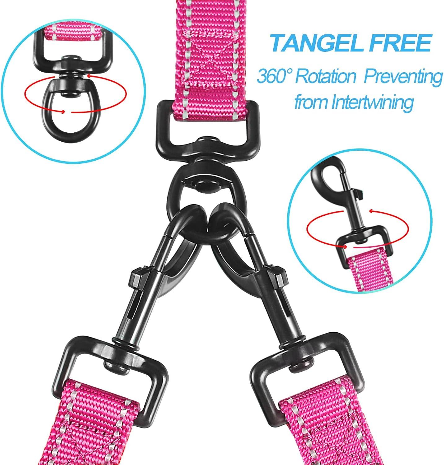 Petbonus Double Dog Leash for Dogs Adjustable Reflective