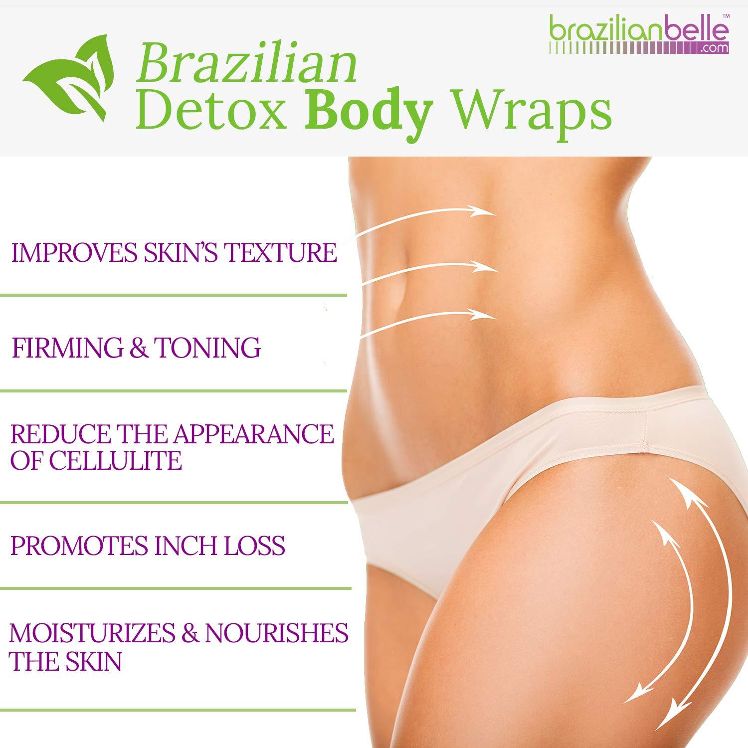 Brazilian Belle Detox Clay Body Wraps for Inch Loss Spa Formula with Bentonite Clay, Caffeine