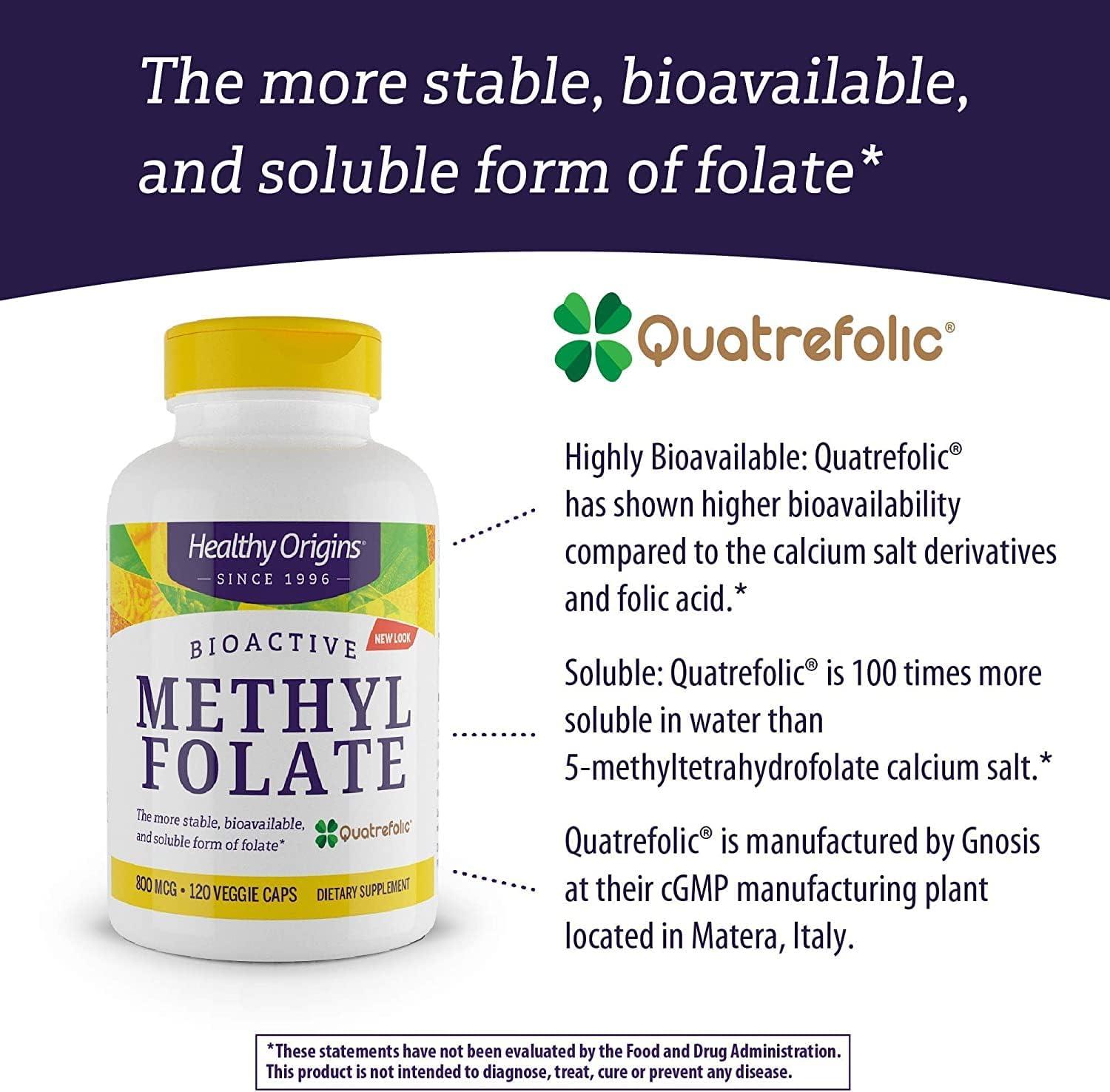 Which Form Of Folate Is The Most Bioavailable Healthy Origins Methyl Folate 800 mcg with Quatrefolic - Bioavailable