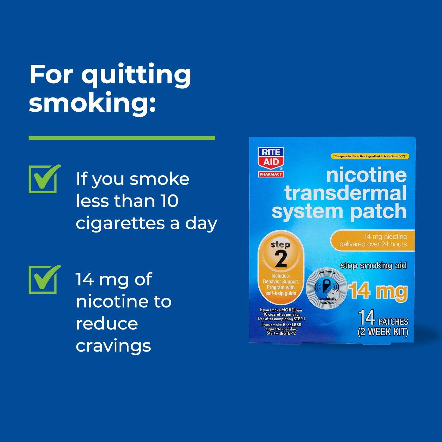 Rite Aid Nicotine Transdermal System Patch, Step 2, 14mg 14 ct