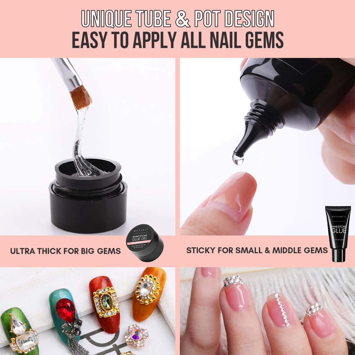 Makartt 2pcs Nail Rhinestone Glue Gel with Brush Pen India