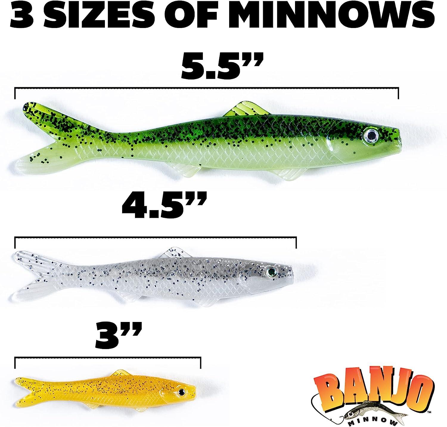 Banjo Minnow 102 Piece Kit + Lifelike Lure for All Fish + Durable Material  That Catches Fish + Freshwater & Saltwater Fishing Lure + Hooks & Anchors