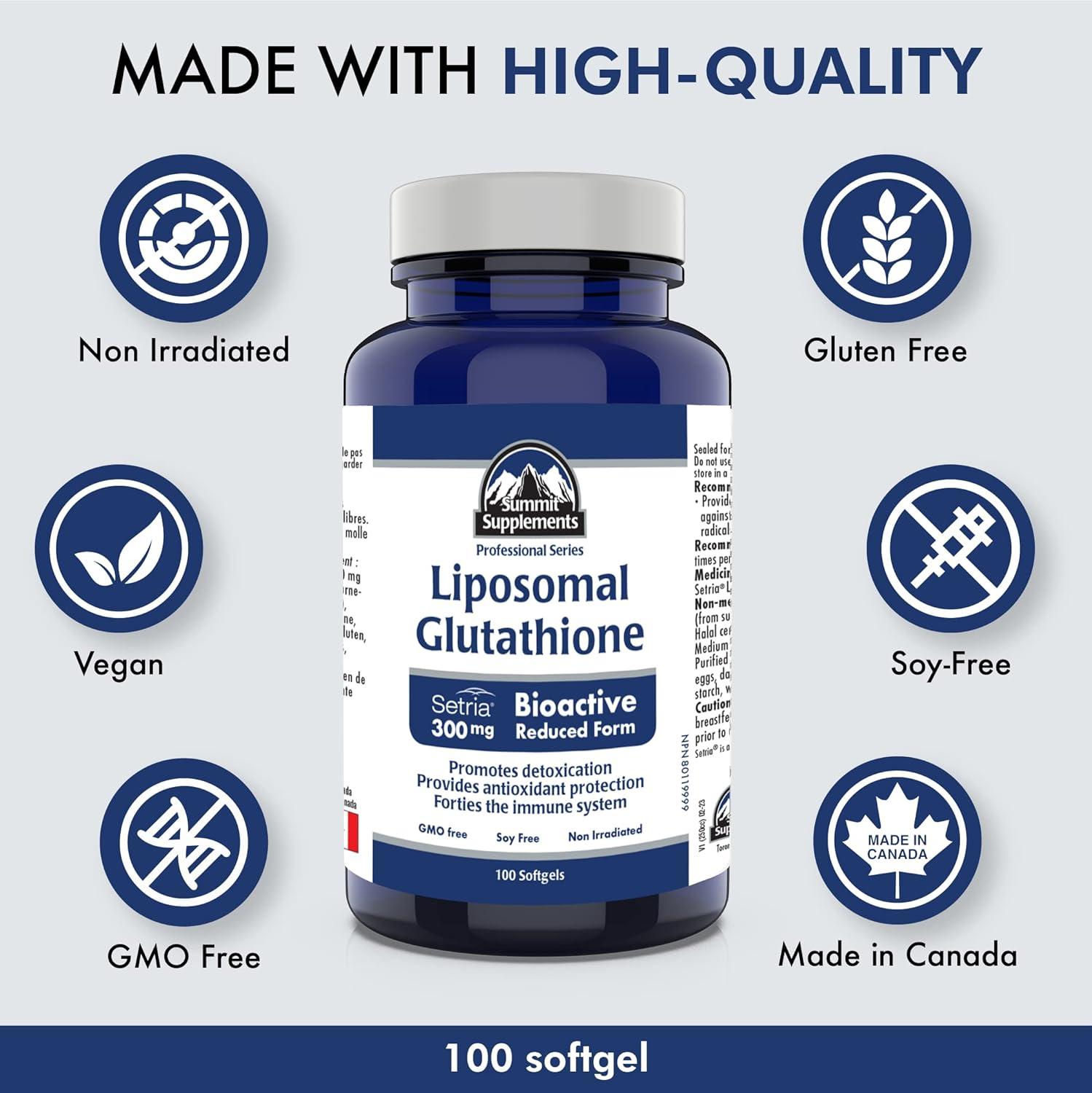 liposomal oral glutathione Liposomal Glutathione Supplement Setria 300mg 100 Softgels - Bioactive Reduced  Form - L-Glutathione Antioxidant Supplement - 3rd Party Tested - Formulated  & Made in Canada | Buy Now with Express International Delivery