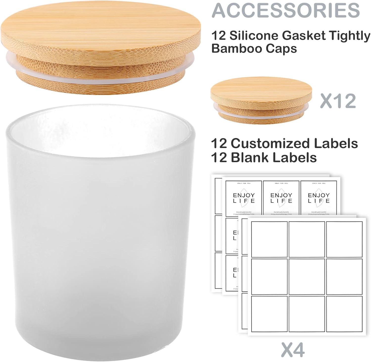 GOTIDEAL 12 Pack 6 OZ Frosted White Candle Jars with Bamboo Lids for Making  Candles Supplies Bulk Empty Candle Containers Tins Small Glass Jars for  Candle Soy Wax Frosted White 6oz/220ml