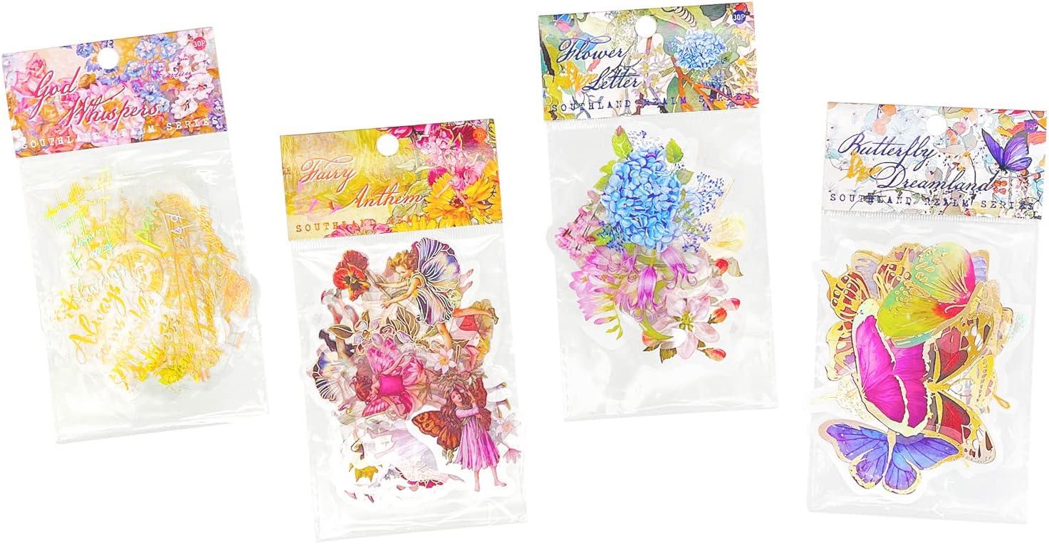 Aromoty Fairy Gold foil Holographic Stickers Set(120 pieces with 4