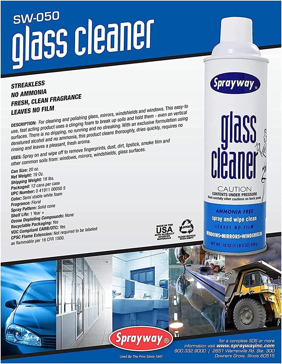 Sprayway Ammonia-Free Glass Cleaner, Foaming Action - Streakless Shine, 15  Ounce (Pack of 1)