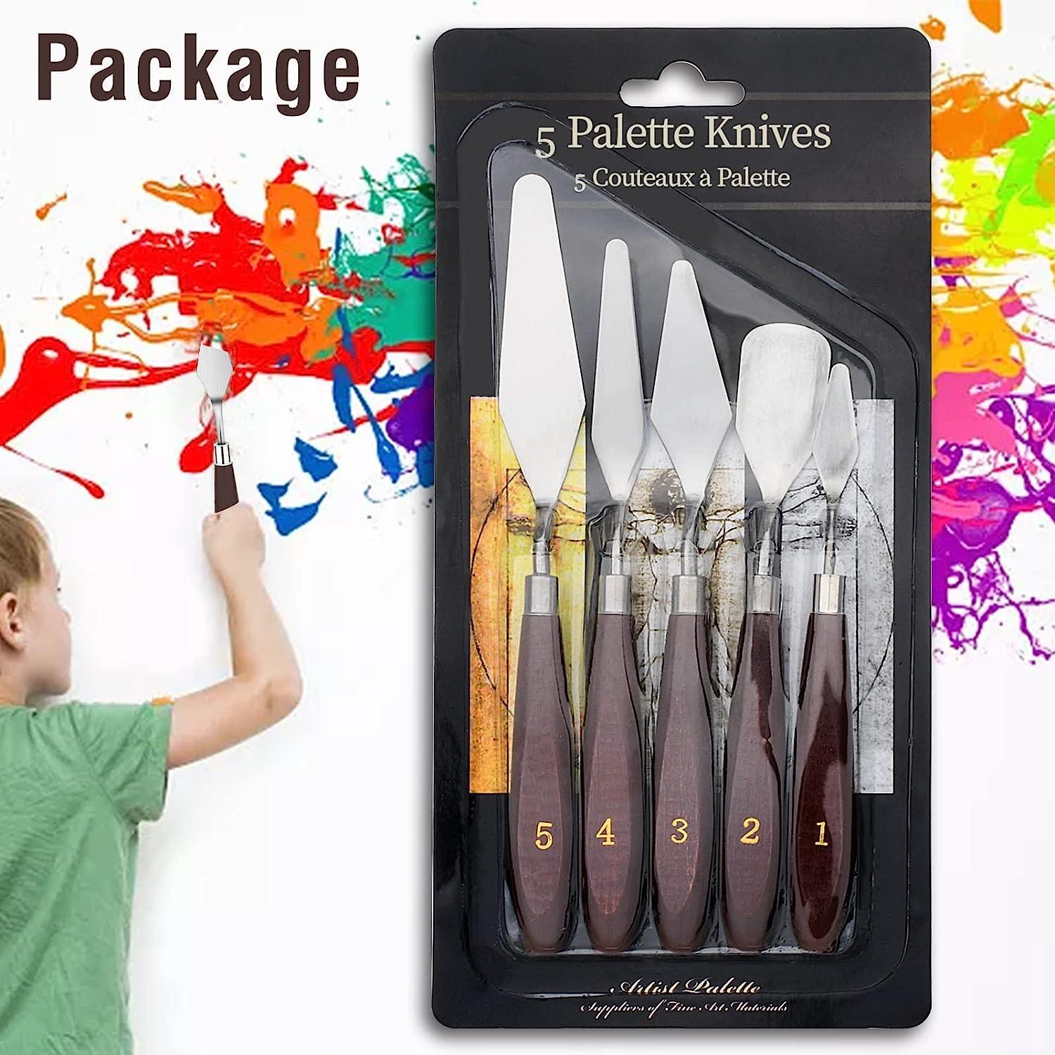 YunQiDeer Palette Knife, 5 Pieces Oil Painting Knife Set, Painting Mixing  Scraper Mental Pallet Knife for Acrylic Painting