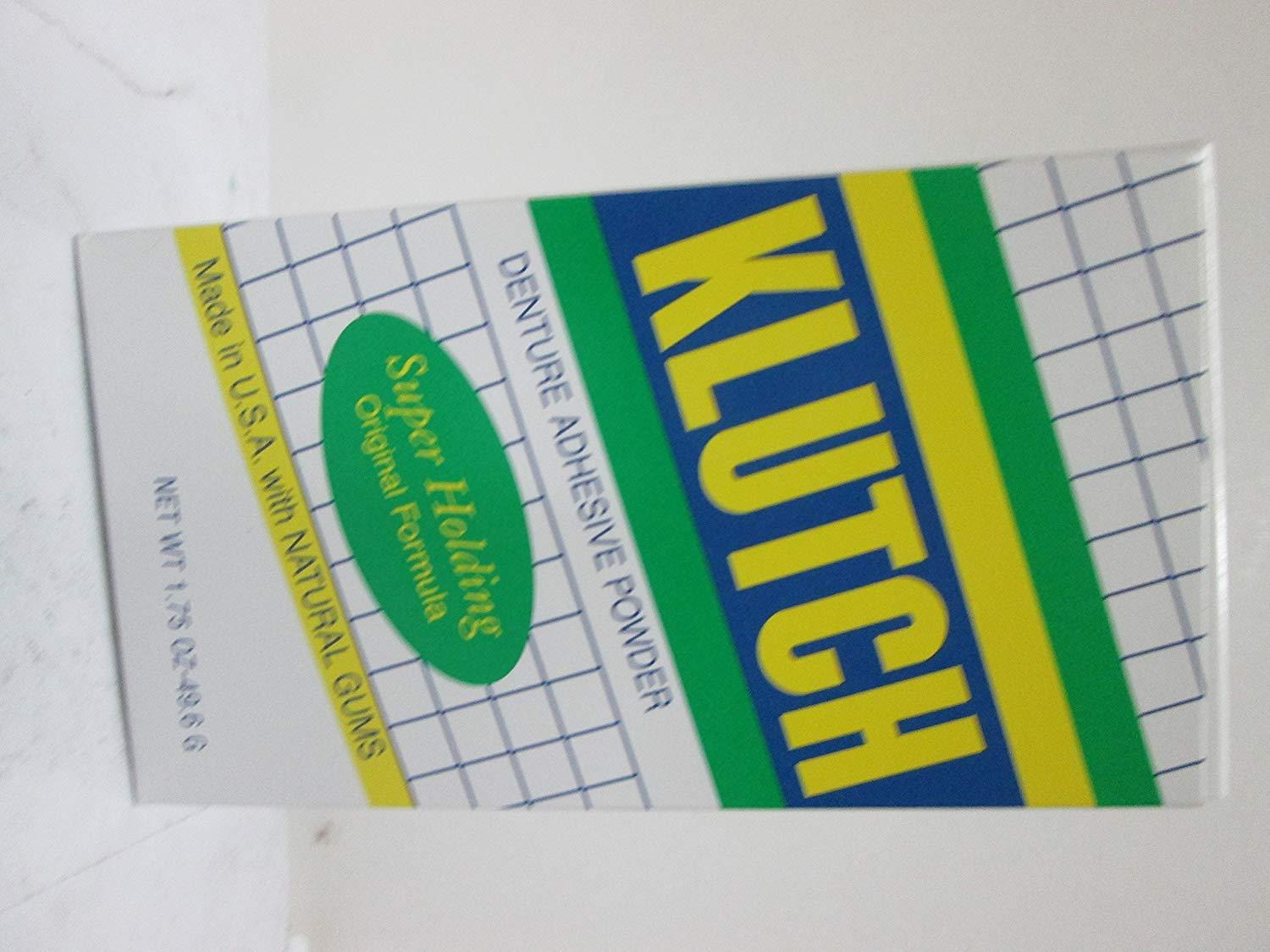 Klutch Denture Adhesive Powder 1.75 Oz Pack of 6 Strong Hold for