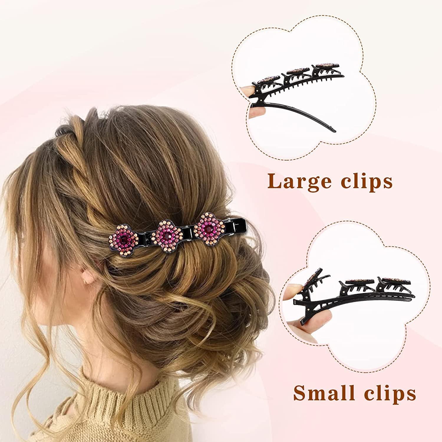 Pompotops Braided Hair Clips with 3 Small Clips for Women Girls Cute Pearl  Braided Hair Barrettes Hair Accessories
