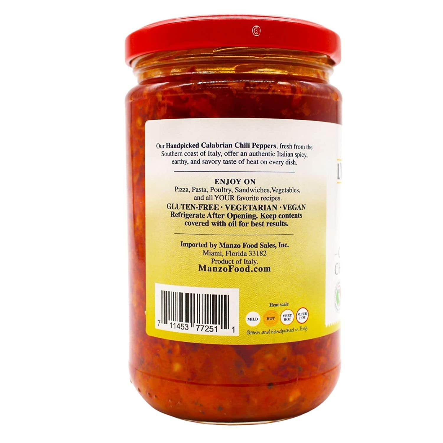 Crushed Calabrian Chili Peppers Paste, 9.8 oz (280 g) Spread, Chopped, Grown and Packed in