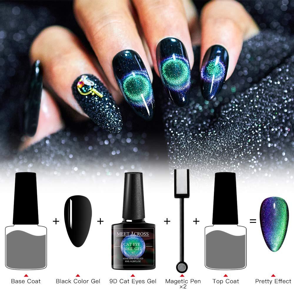 MEET ACROSS 9D Cat Eye Gel Nail Polish Set - 6 Colors Magnetic