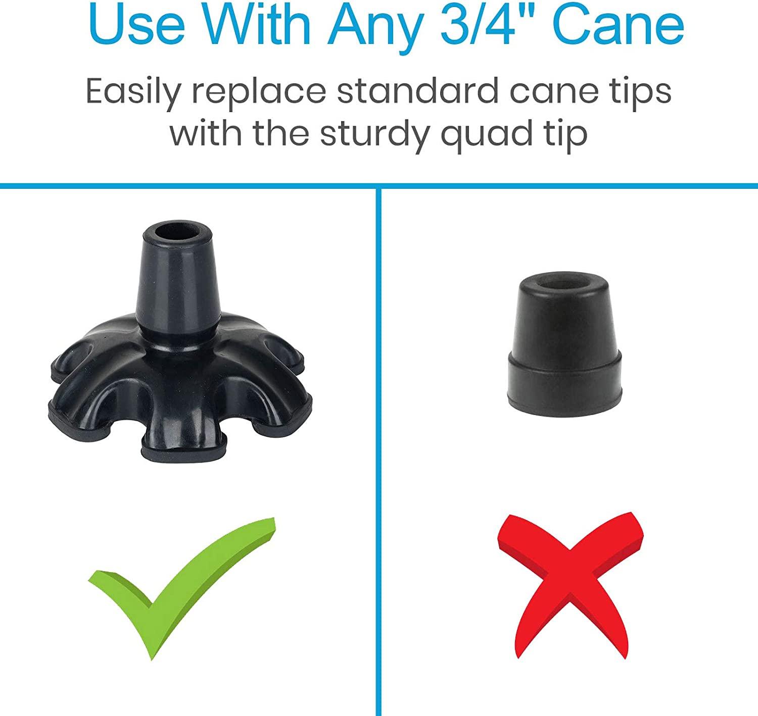 Walking Cane Tips 34 inch Heavy DutyQuad Cane Tips with 6 Support