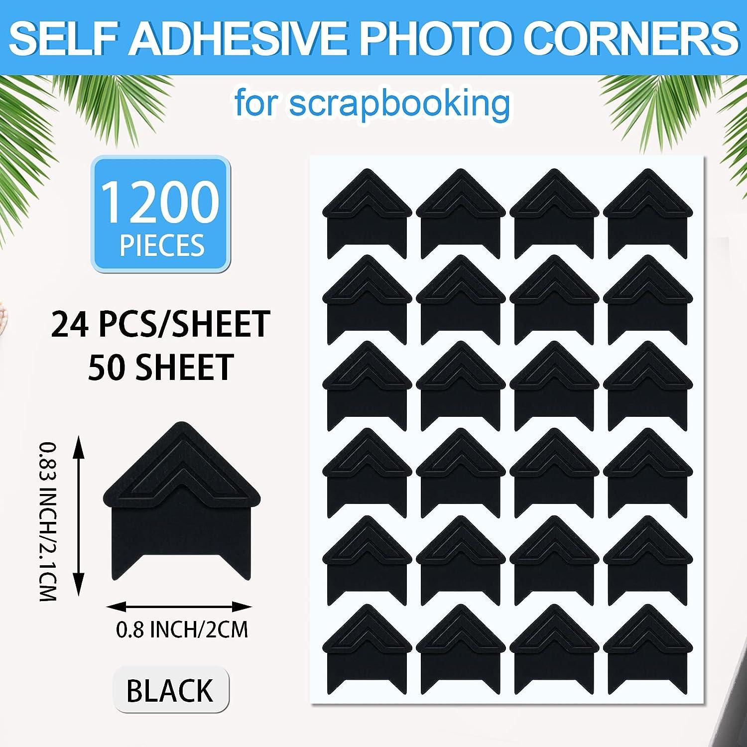 1200 Pcs Photo Corners Self Adhesive Black Photo Corners for