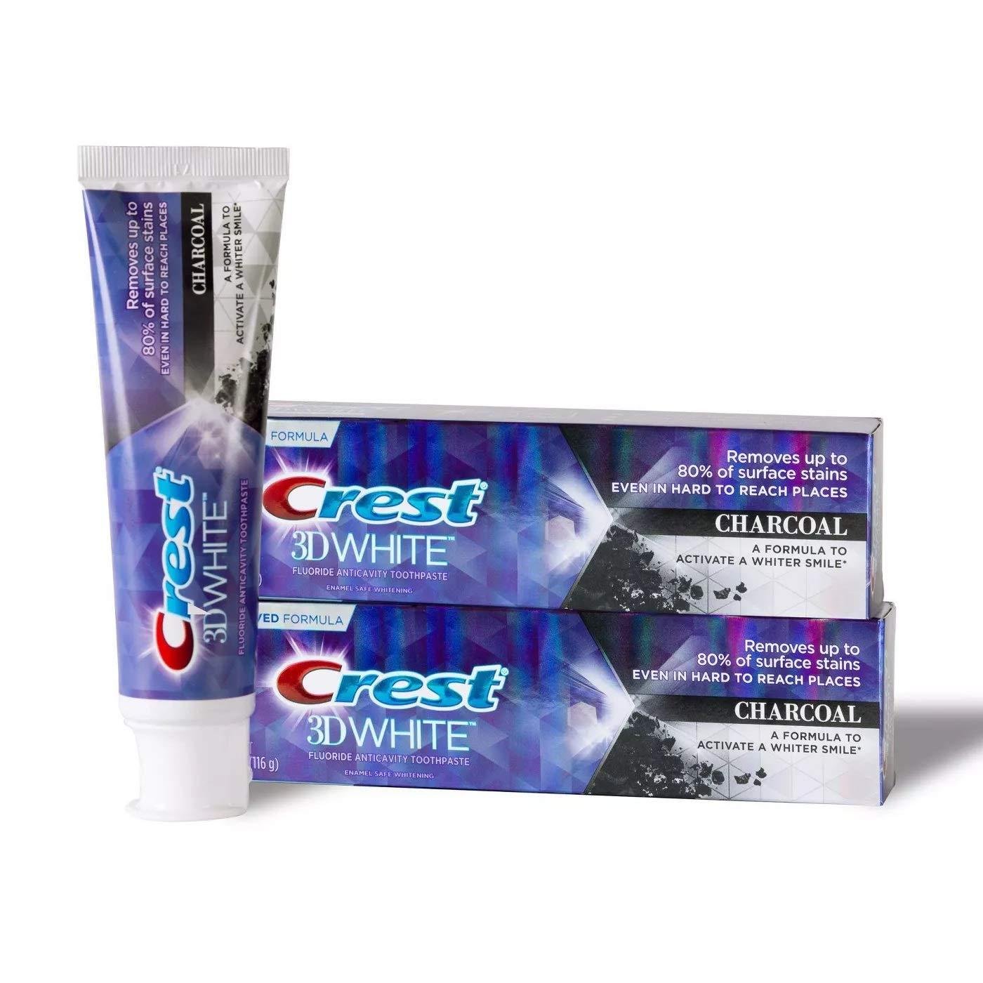 Crest 3D White Charcoal Toothpaste 4.1 Oz (116g) Pack of 2