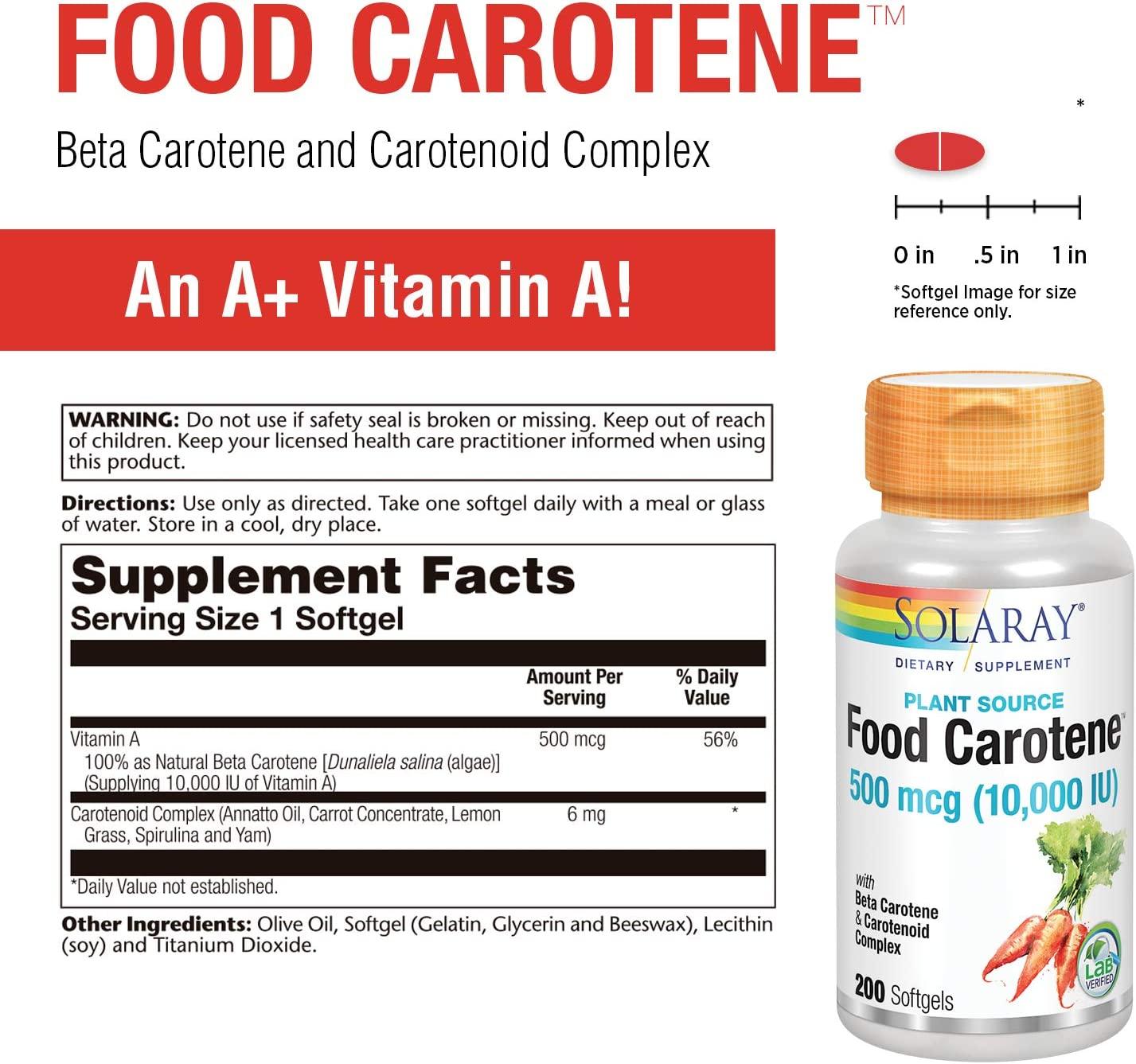 Solaray Food Carotene, Vitamin A 10000 IU Healthy Skin, Eyes