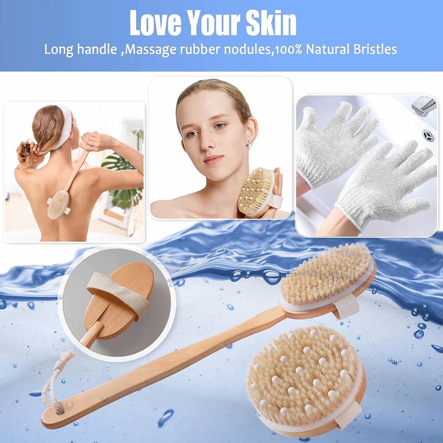Dry Brushing Body Shower Brush Detachable Long Handled Scrub Brush