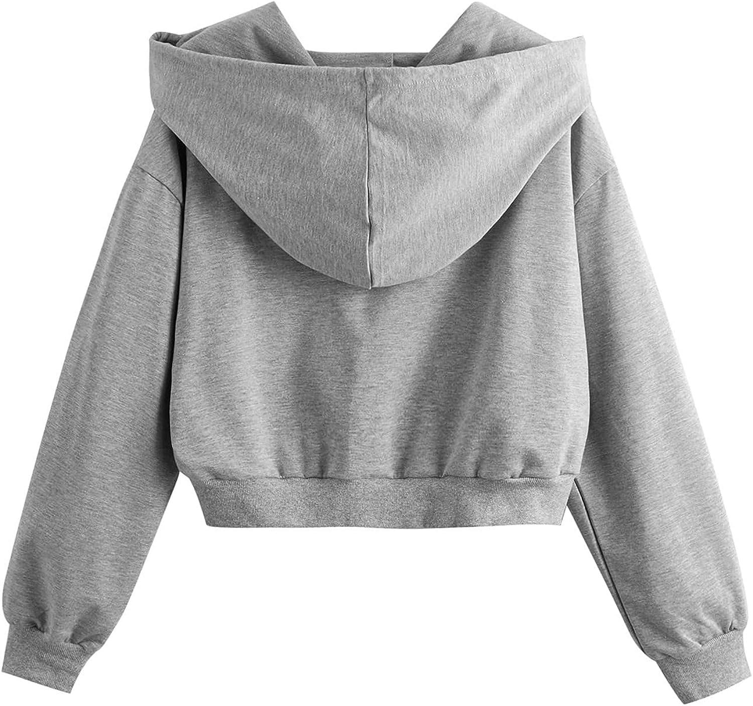 Women's Hoodie Lightweight Tie Dye Print Crop Top Hooded Sweatshirt Long  Sleeves Cropped Sweatshirts Teen Girls Tops Medium T-cf-gray
