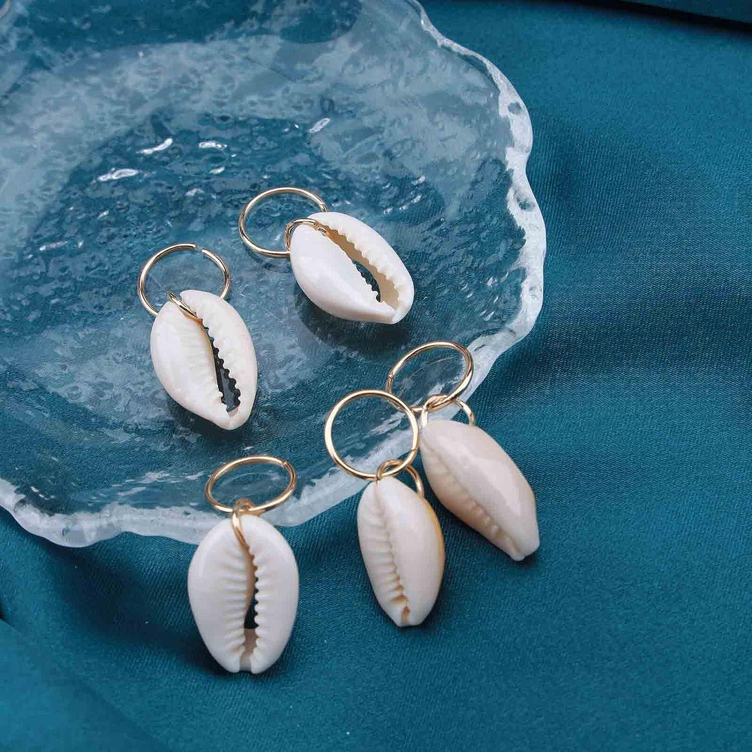 Iaceble Vintage Dreadlock Hair Rings Clips Shell Braid Hair Hoops